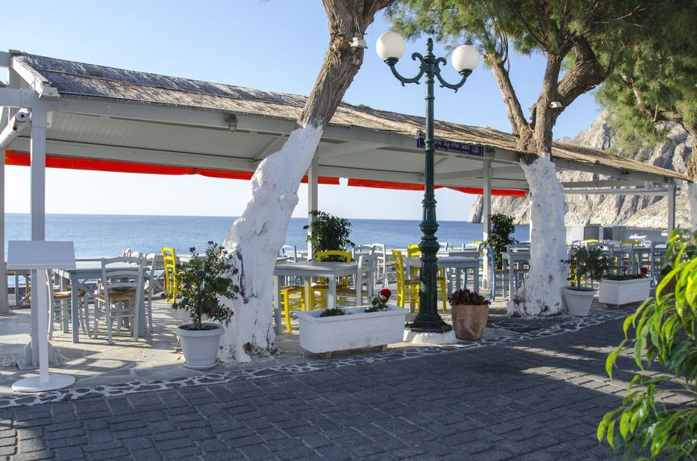 Rk Beach Hotel Kamári レストラン 写真